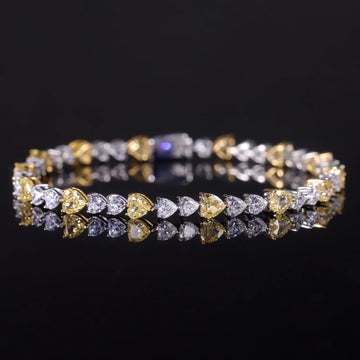 925 Sterling Silver Art Deco Tennis Bracelet – Fancy Light Yellow Diamond-Fire CZ